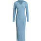 Women's Knitted Slim Lapel Long Sleeve Dress