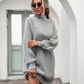 Solid Turtleneck Long Sweater Winter Warm Women Sweater Dress