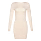 Long Sleeve Slim Solid Color Sheath Dress