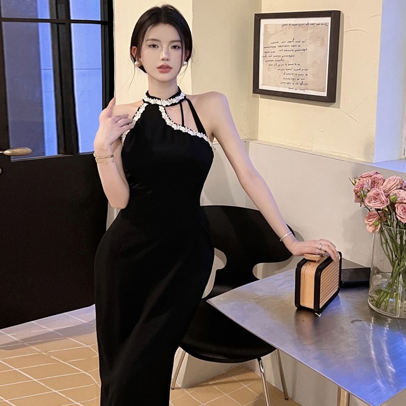 Women's Neck Hanging Open Shoulder Bag Hip Dress
