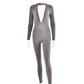Women's Deep V-neck Long-sleeved Leggings