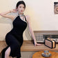 Women's Neck Hanging Open Shoulder Bag Hip Dress