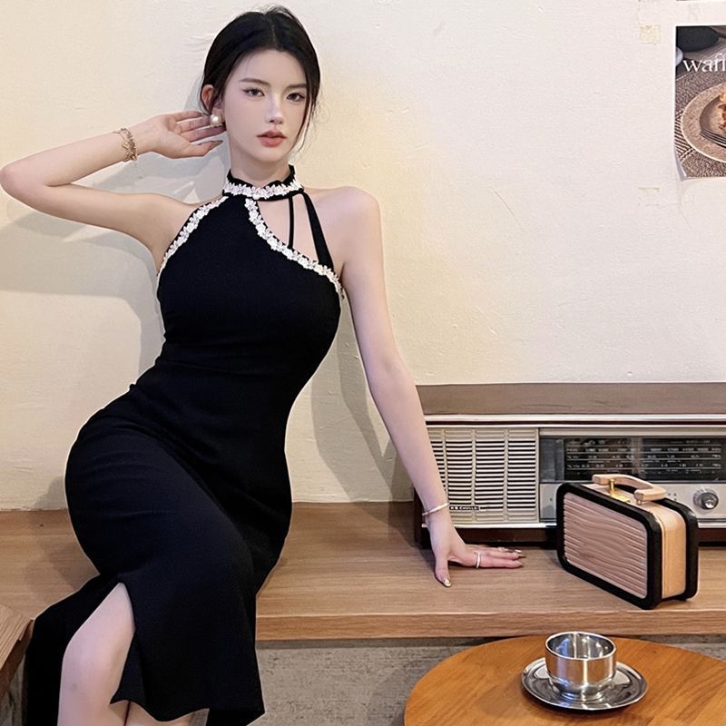 Women's Neck Hanging Open Shoulder Bag Hip Dress